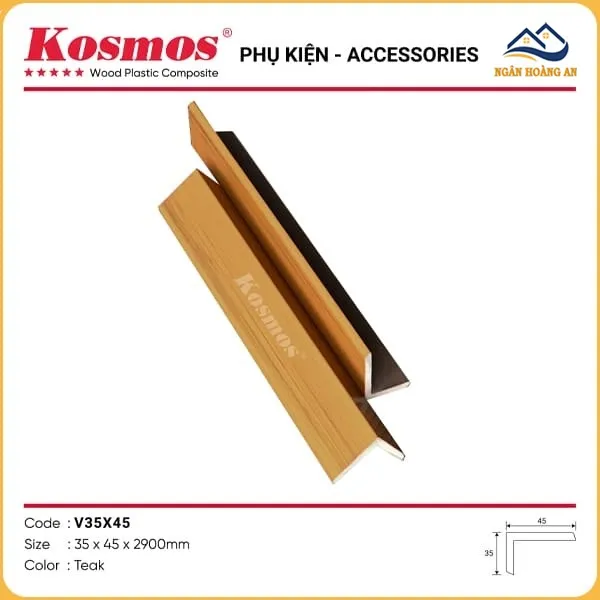 Nẹp Góc V Gỗ Nhựa Ngoài Trời Kosmos Phủ ASA V35X45